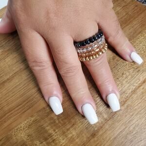 Seed Bead Flexible Ring Set - Champagne
